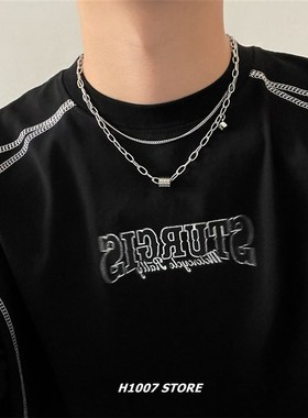 双层链条小蛮腰男款项链女生冷淡风小众设计嘻哈高级感毛衣卫衣链