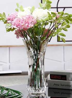 加厚加重水晶玻璃花瓶简约创意客厅富贵竹摆件花瓶百合插花无铅