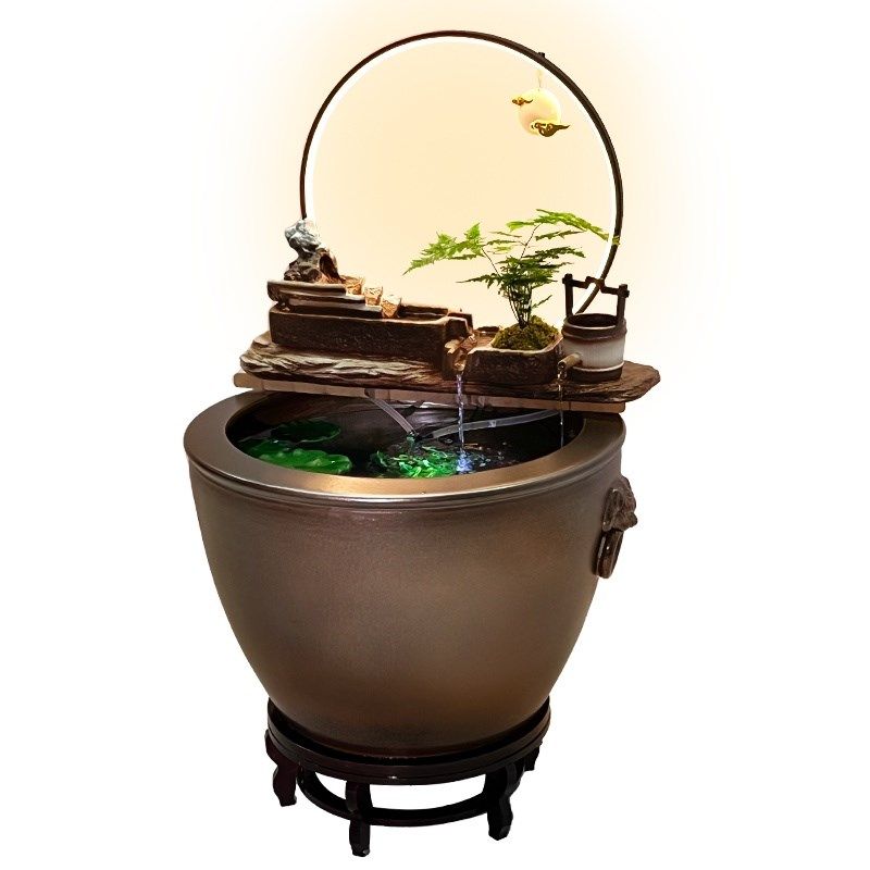 陶瓷材质插电大j水缸古法鱼缸上流水摆件器循环水落地景造景装饰,淘宝优惠券,粉丝福利购,淘宝优惠卷
