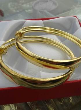 纯紫铜黄铜手镯推拉实心活扣手镯男女款铜镯子铜手圈铜手环铜饰品