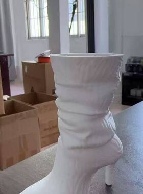跨境红色高跟鞋花瓶Red High Heel Shoe Vase with Wild Leopard