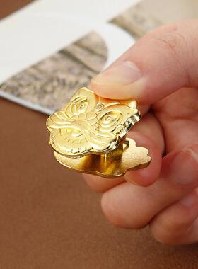 狮子手账夹金属文具固定夹子便签票据收纳夹锌合金试卷文件资料夹