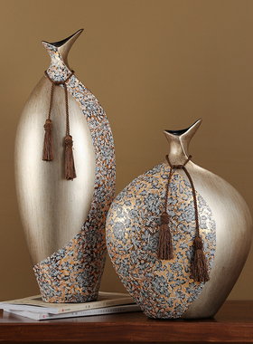 新中式陶瓷花瓶贴花酒柜客厅电视柜玄H关入户门摆件美式摆设装饰