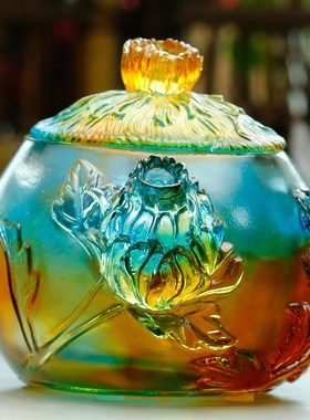 乔迁搬进新房礼物送朋友闺蜜搬新D家礼品大气装饰品摆件茶壶琉璃