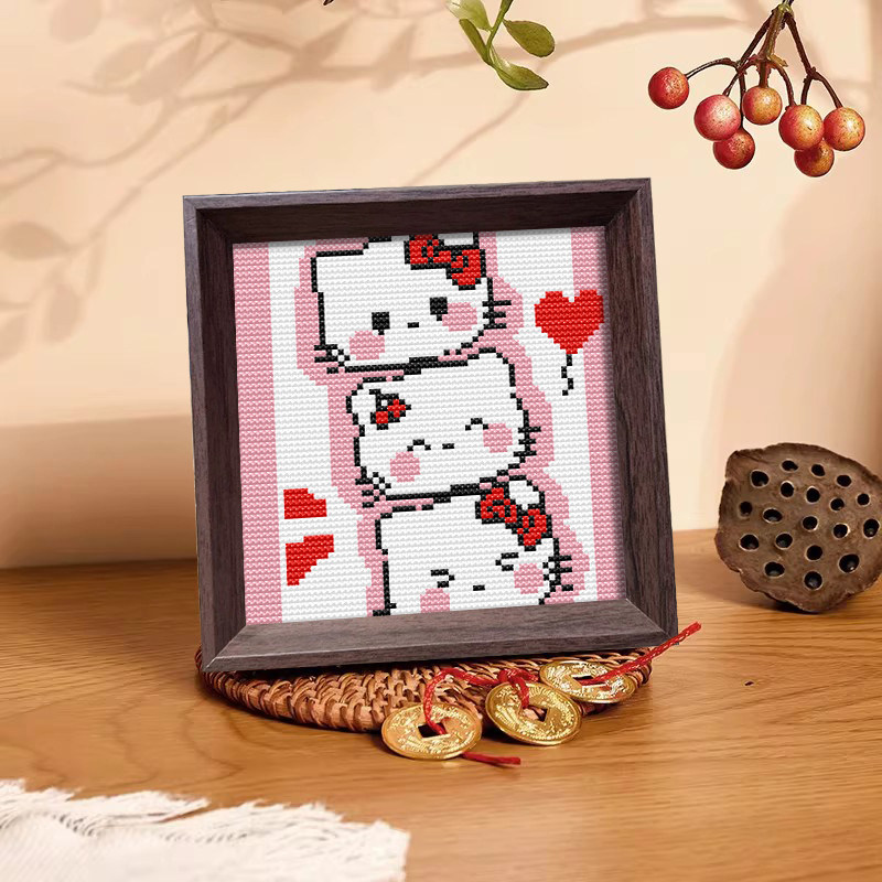 【凯蒂猫】十字绣2026新款线绣带框摆台卡通动漫半成品自己绣刺绣,淘宝优惠券,粉丝福利购,淘宝优惠卷