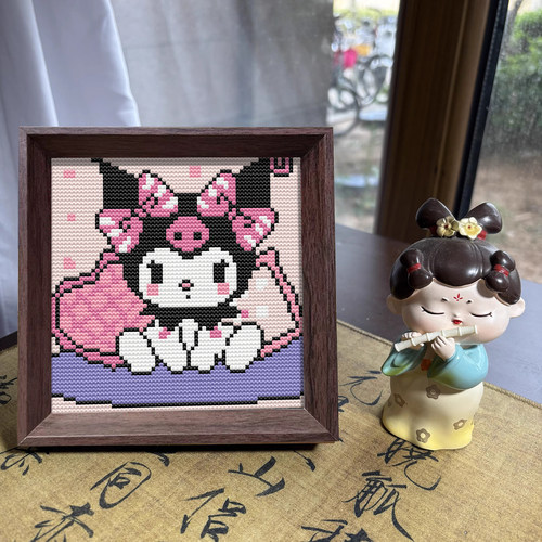 【库洛米】十字绣2025新款线绣带框摆台卡通动漫简单小件diy刺绣 - 图0