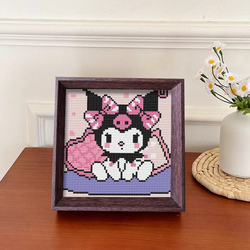 【库洛米】十字绣2025新款线绣带框摆台卡通动漫简单小件diy刺绣 - 图1