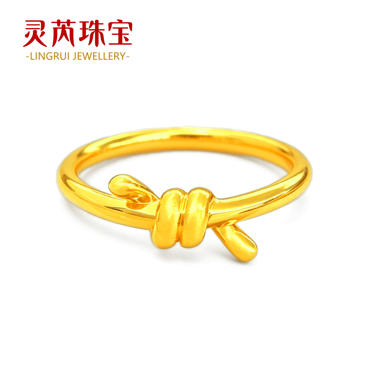 Gold 6D craft ring small gram weight lingering knot tail ring rope knot ring for women 999 pure gold gift to girlfriend light luxury