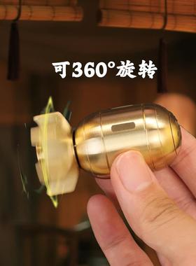 纯黄铜仿真鱼雷指尖陀螺解压金属转转手把件成人随身可旋转把玩件