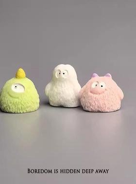 治愈系小怪兽微景观装饰品可爱治愈电脑桌面日式工位办公桌小摆件