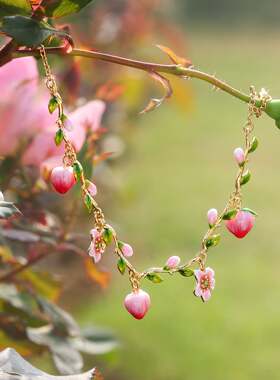 SELENICHAST甜美可爱水蜜桃花朵手链小众送女友生日礼物2026新款