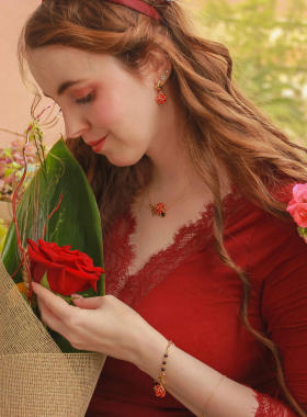 SELENICHAST原创设计玫瑰花朵项链轻奢小众高级感女友情人节礼物