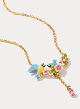 SELENICHAST蓝山雀花朵项链轻奢小众设计精致女友闺蜜礼物首饰