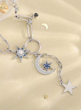 SELENICHAST原创设计星月守护项链吊坠小众首饰配饰女友生日礼物