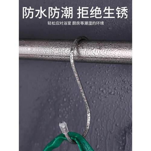 不锈钢s型挂钩晒香肠腊肉厨具房大号多功能免打孔金属铁尖单勾子 - 图1