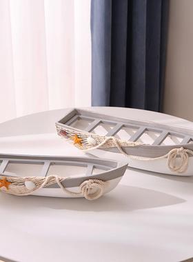 地中海轮船海洋风格装饰品摆件创意船模型工艺品海盗船摆台小木船