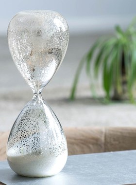 Powkhome欧式复古玻璃沙漏计时器客厅书房玄关软装装饰品桌面摆件