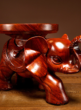 花梨木雕刻大象换鞋凳摆件实木质茶几凳大象凳子家居客厅装饰摆设