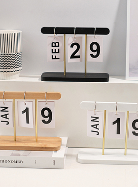 新款创意餐桌学生桌面木质日历摆件玄关幼儿园拍照日期牌拍摄