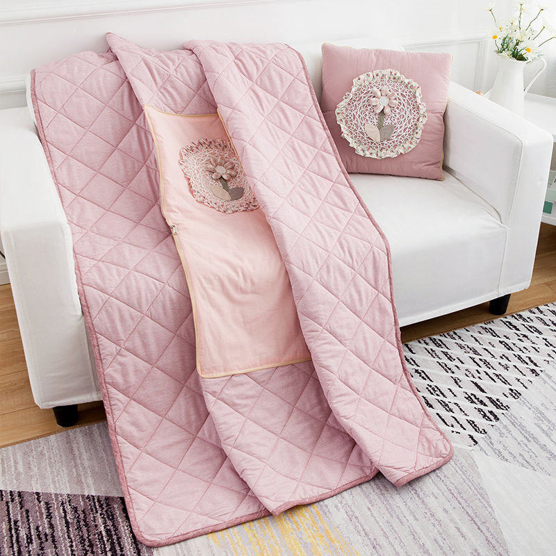 午休空调被两用全棉办公室靠枕折叠午睡毯子沙发汽车靠垫抱枕被子 - 图1