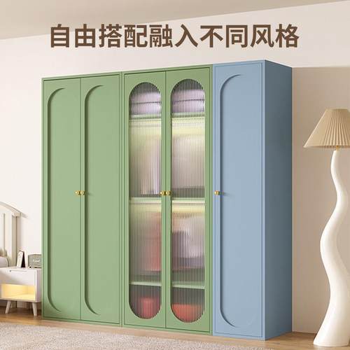 钢制家用铁皮衣柜卧室储物柜出租房简易组装儿童金属抽屉衣橱 - 图1