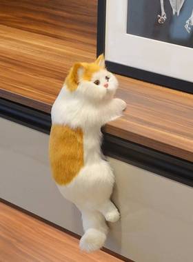 悬挂仿真电视猫挂件客厅摆件ins猫咪玩偶摆件客厅现代仿真不掉毛