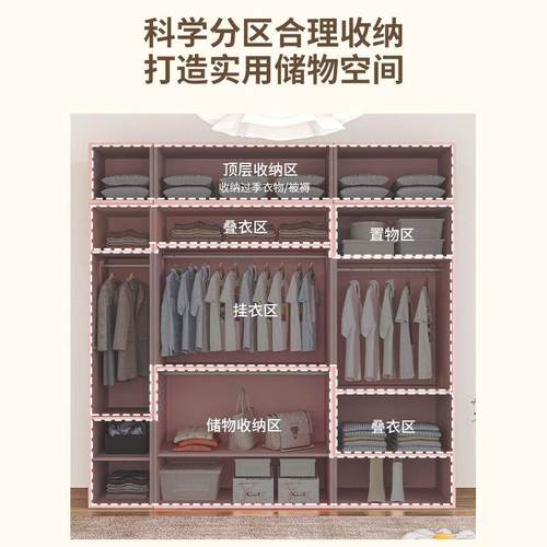 钢制家用铁皮衣柜卧室储物柜出租房简易组装儿童金属抽屉衣橱 - 图3