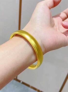 古法金包银轮胎闭口手镯送妈妈礼物宽面泥鳅背素圈贵妃镯送节日物