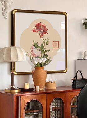 法式中国风客厅装饰画小众艺术玄关复古挂画郎世宁花鸟图工笔壁画