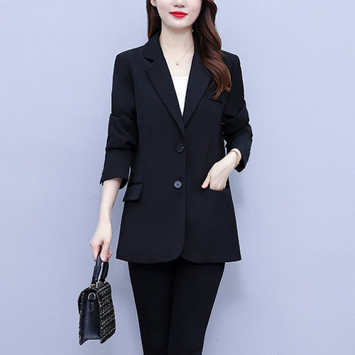 西装中长款春秋加肥加大码长袖女士西服外套大学生职业面试工作服 - 图2