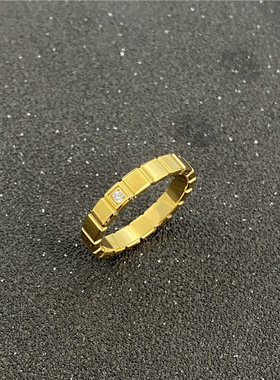 小冰块戒指方格戒指镶钻日韩简约个性时尚百搭情侣指环送人礼物