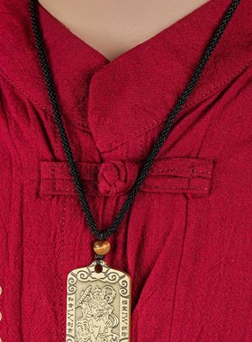 黄铜正财神赵公明财神爷吊坠武财神令牌钥匙扣铜挂件生日礼物偏财