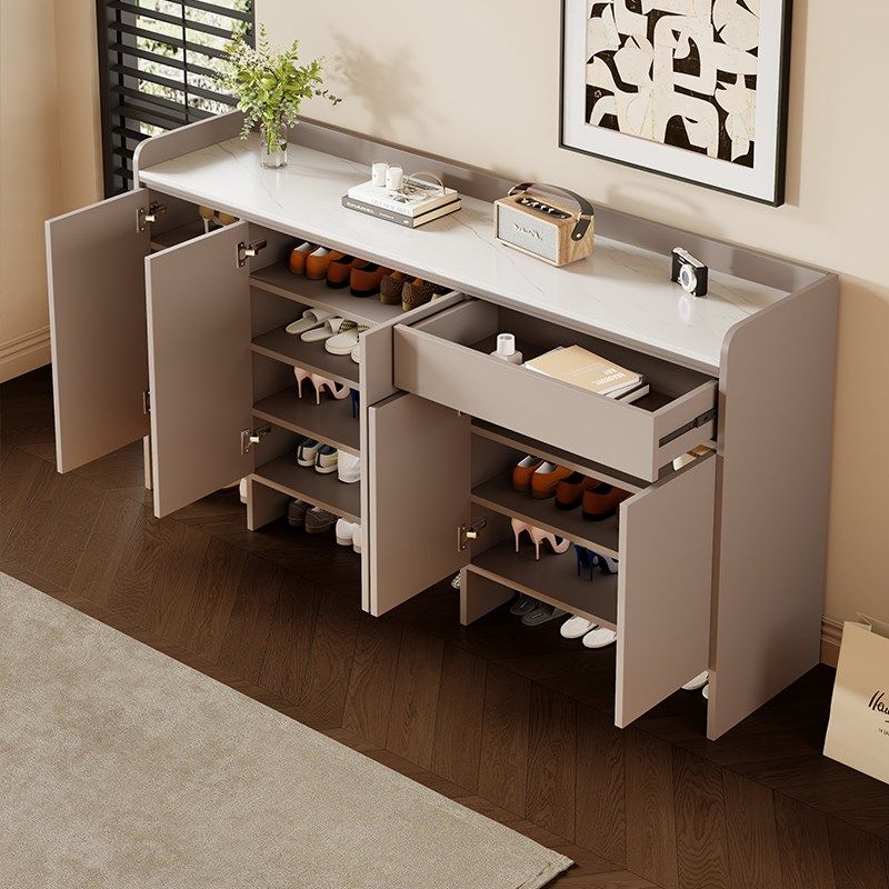 岩板鞋柜家用门口收纳柜一体靠墙实木柜子储物柜2025新款大玄关柜,淘宝优惠券,粉丝福利购,淘宝优惠卷
