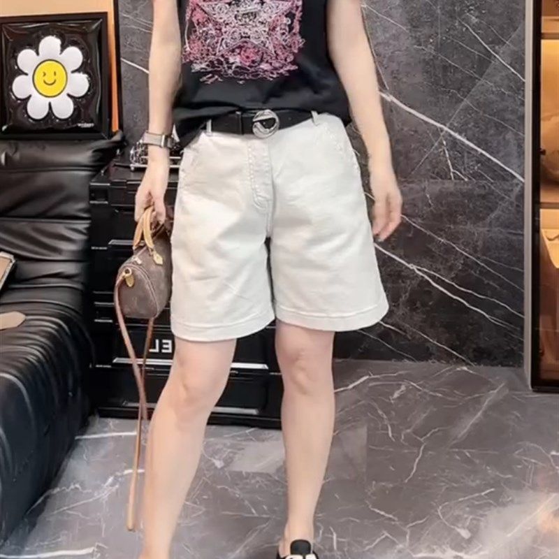 白色阔腿牛仔短裤女2024年夏季薄款大码梨形高腰宽松显瘦五分裤子,淘宝优惠券,粉丝福利购,淘宝优惠卷