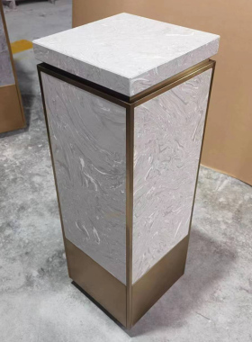 云多拉灰大理石雕塑台酒店售楼中心别墅石材墩子底座台展示台