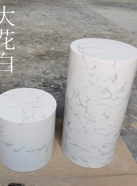 圆柱形大理石底座高端摆件家居饰品奢华装饰酒店样板房展示雕塑台