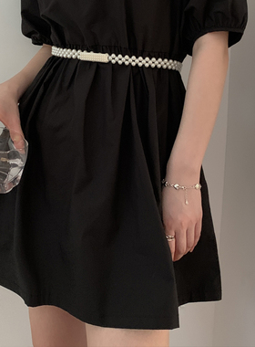 珍珠腰带女装饰连衣裙子汉服气质百搭新款细腰封复古夏季腰链法式