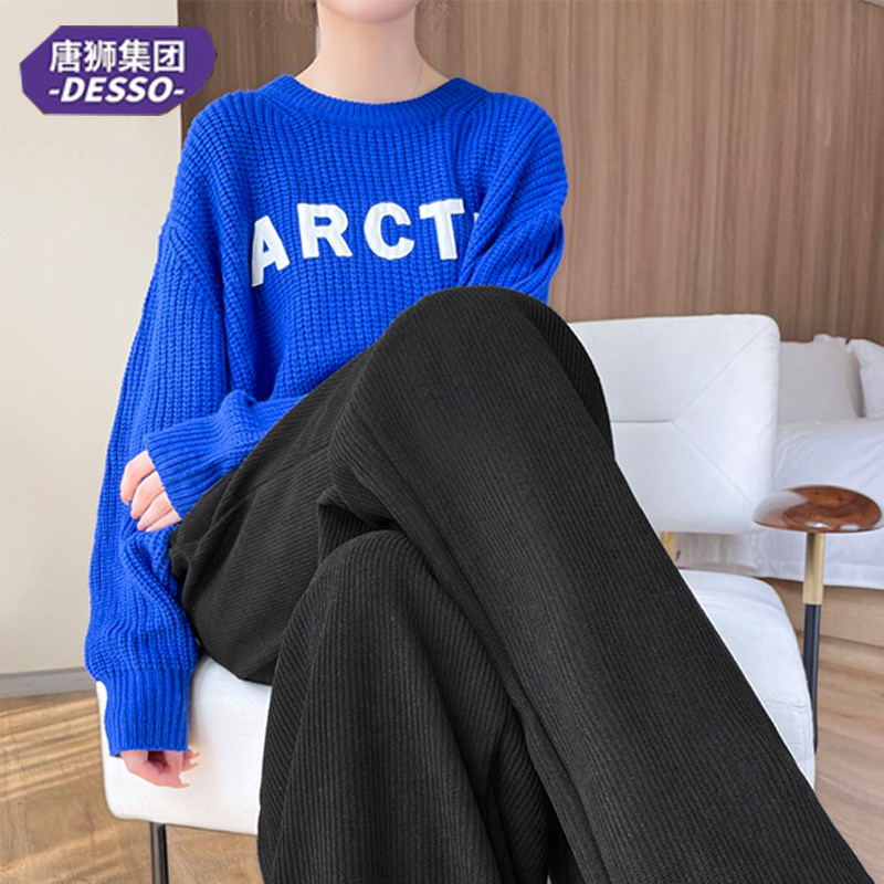 唐狮集团DESSO秋冬雪尼尔阔腿裤高腰宽松百搭显瘦垂感加绒阔腿裤
