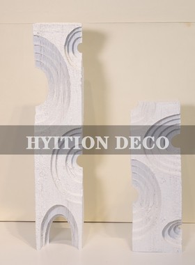 现代黑白树脂波纹形几何摆件样板间客厅茶几桌面软装饰品摆设