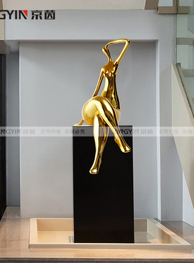 雕塑头像创意工艺品样板房客厅树脂装饰陈设抽象人物落地底座