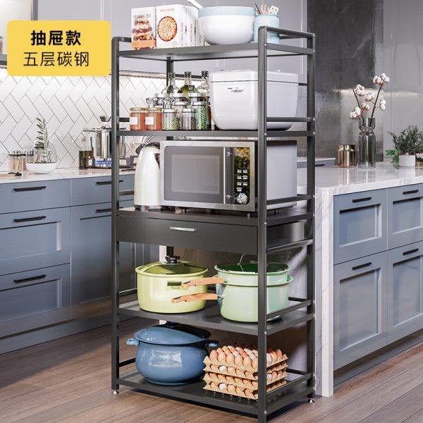 厨房置物架落地多层带抽屉微波炉烤箱架多功能储物收纳架分层货架,淘宝优惠券,粉丝福利购,淘宝优惠卷