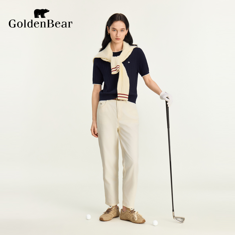 【商场同款】GOLDEN BEAR/金熊 2025夏季新品女装短袖上衣针织衫 - 图1