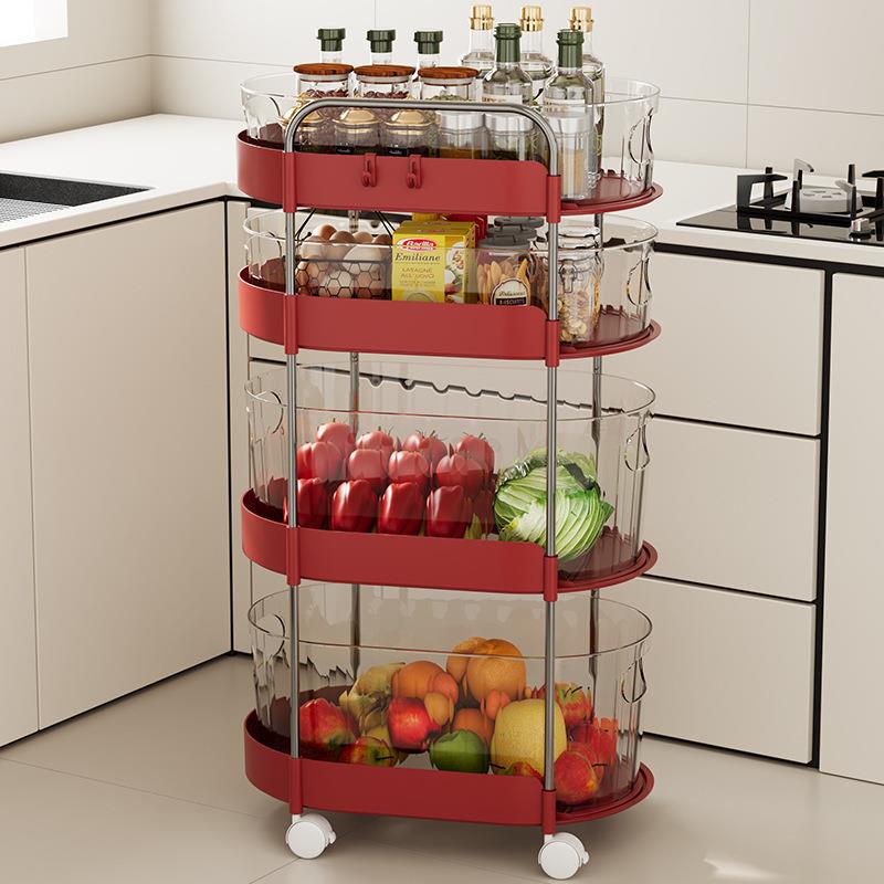 家用小推车收纳柜落地收纳架卫生间多层奶油风抽屉式收纳盒置物架 - 图0