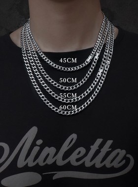 男童街舞潮酷帅项链高级感演出装饰嘻哈时尚穿搭配饰古巴链不掉色