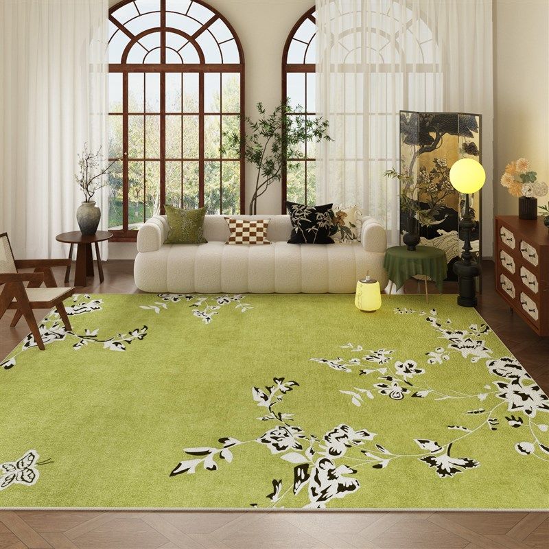 绿色国风地e毯客厅2024新款新中式卧室床边毯沙发茶几地垫免洗可,淘宝优惠券,粉丝福利购,淘宝优惠卷