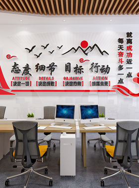 办公室背景c墙装饰公司文化墙贴纸企业会议室布置装饰形象励志标