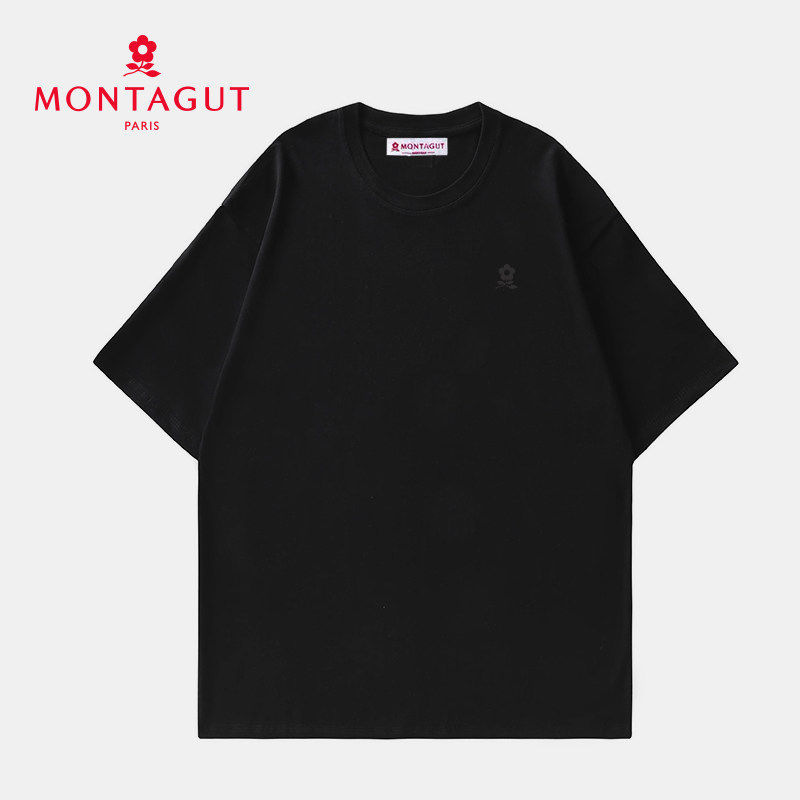 Montagut/梦特娇夏季新款纯色圆领透气纯棉打底衫男士短袖