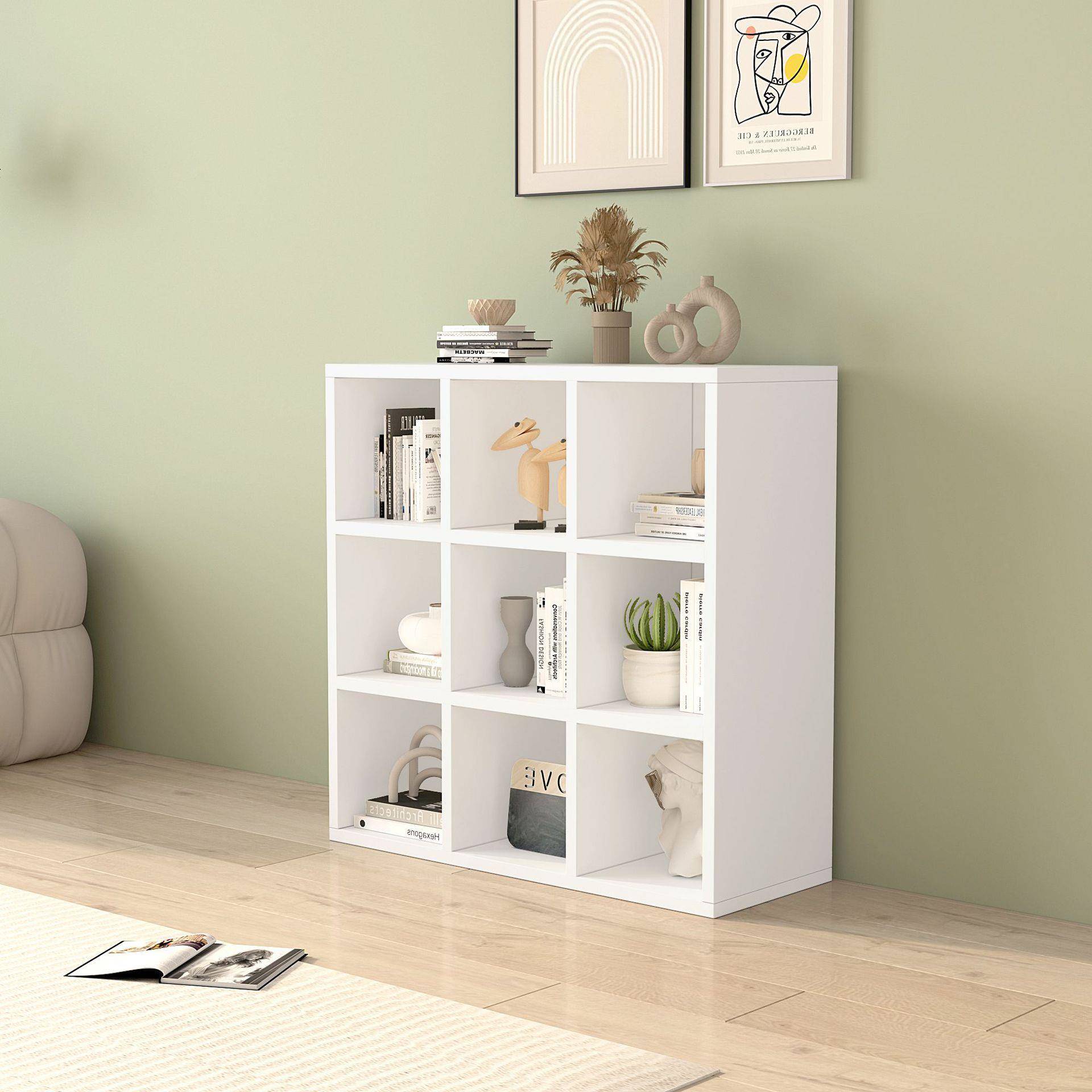 Solid wood bookshelf floor-standing wall storage cabinet multi-layer storage rack living room display cabinet whole wall bookcase combination grid cabinet