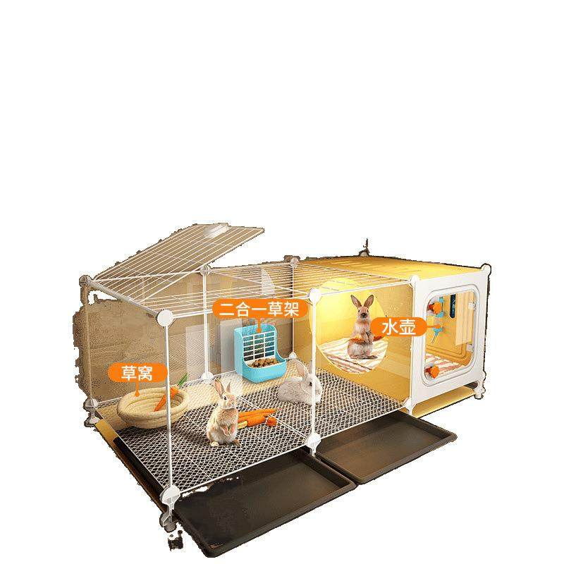 透明观景兔笼兔子专用笼子带厕所家用大号室内养宠物豪华别墅跨境,淘宝优惠券,粉丝福利购,淘宝优惠卷