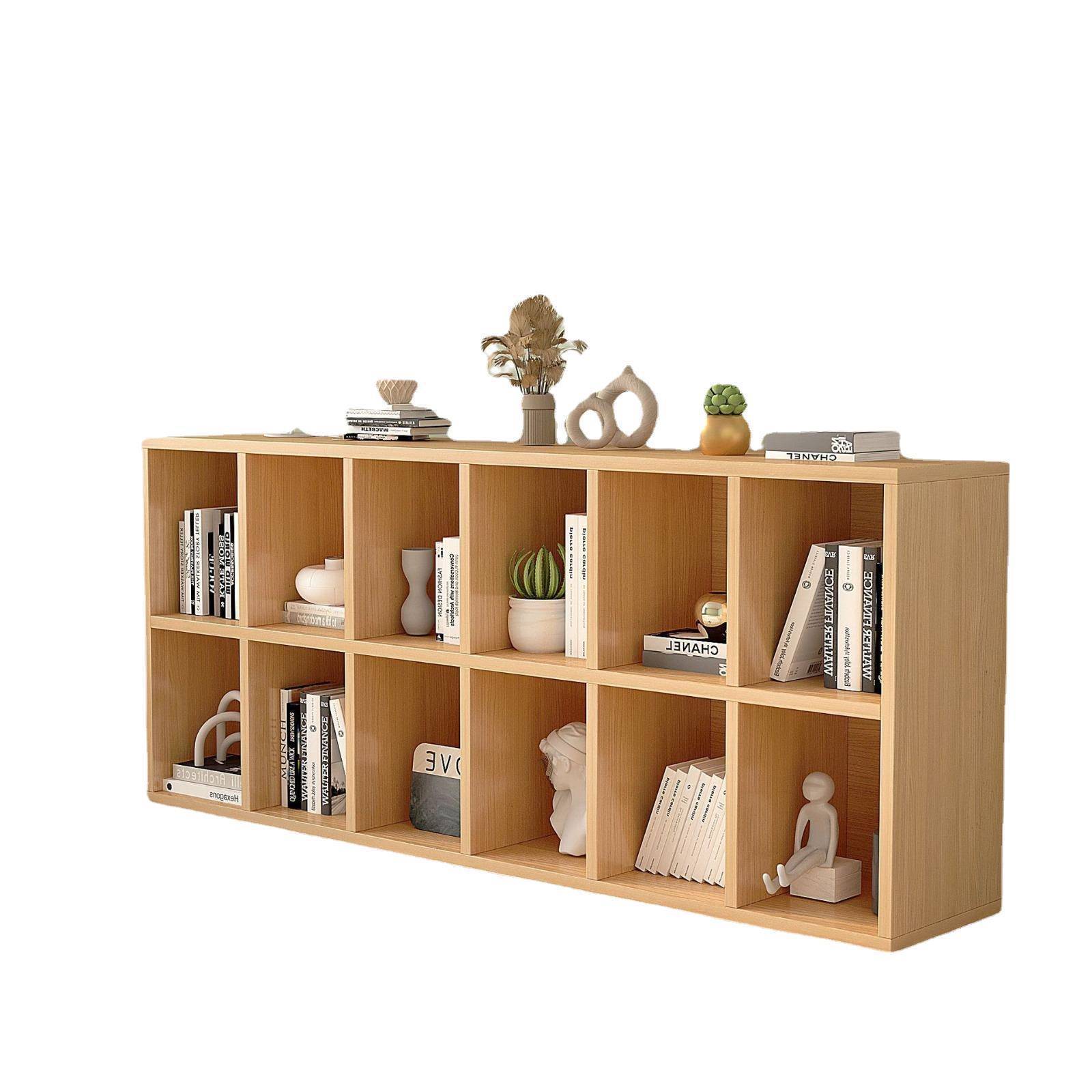 Solid wood bookshelf floor-standing wall storage cabinet multi-layer storage rack living room display cabinet whole wall bookcase combination grid cabinet